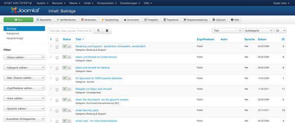 Bearbeitung Backend